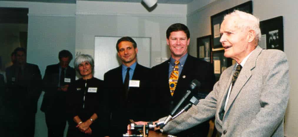 Co-founders Jill Lancelot and Raphael DeGennaro with the late Senator William Proxmire and Representative Ron Kind (D-WI). Senator Proxmire