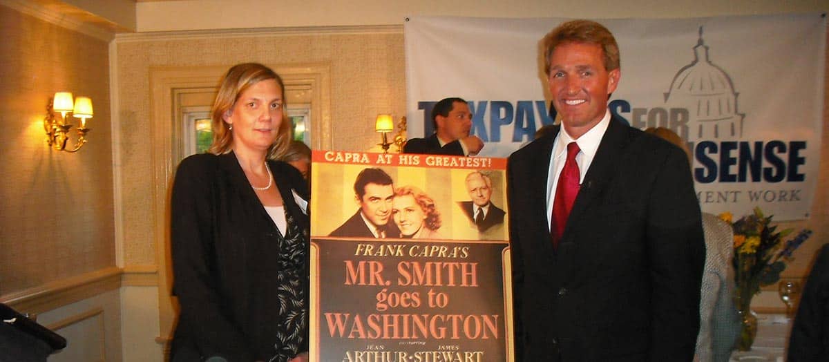 Ryan Alexander, president of Taxpayers for Common Sense, with 2010 “Mr. Smith Goes to Washington” awardee Representative (now Senator) Jeff Flake (R-AZ).