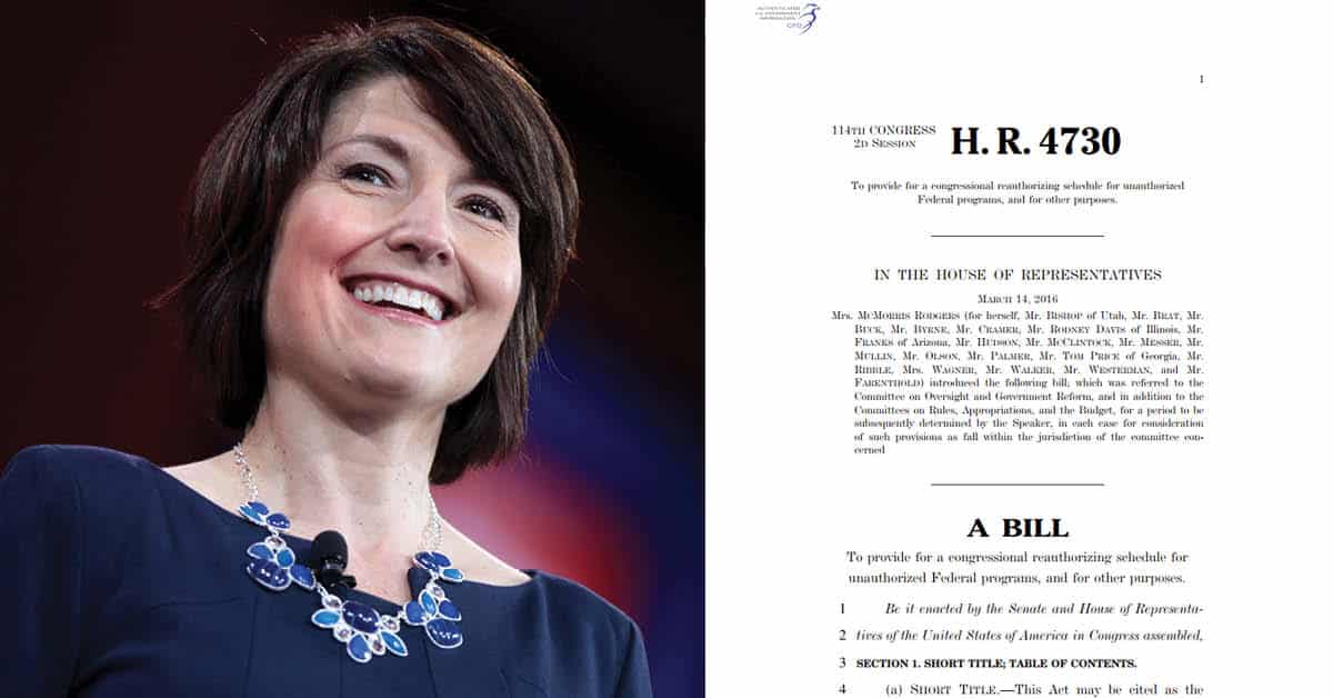 Letter | Endorsing Rep. McMorris Rodgers (R-WA) Unauthorized Spending Accountability (USA) Act.