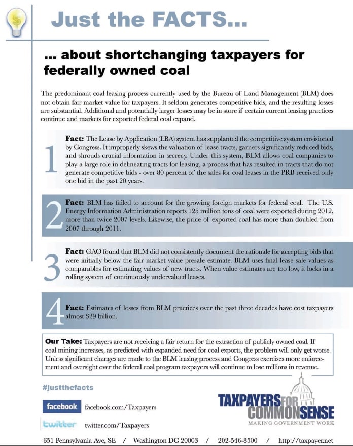 Federal Coal Leasing: Fair Market Value and a Fair Return for Taxpayers