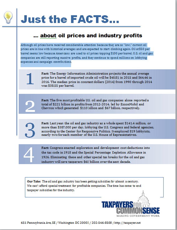 Just the FACTS about oil prices and industry profits