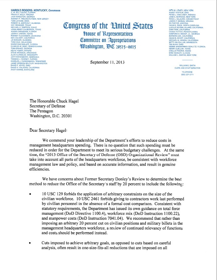 Organizational Review of the Office of the Secretary of Defense