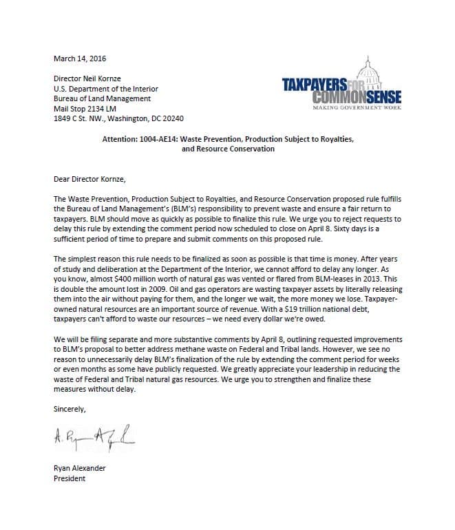 TCS Urges BLM to Avoid Delays