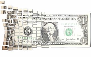 graphic of a fractured dollar