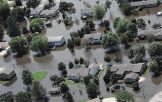 overhead view of a flooded area