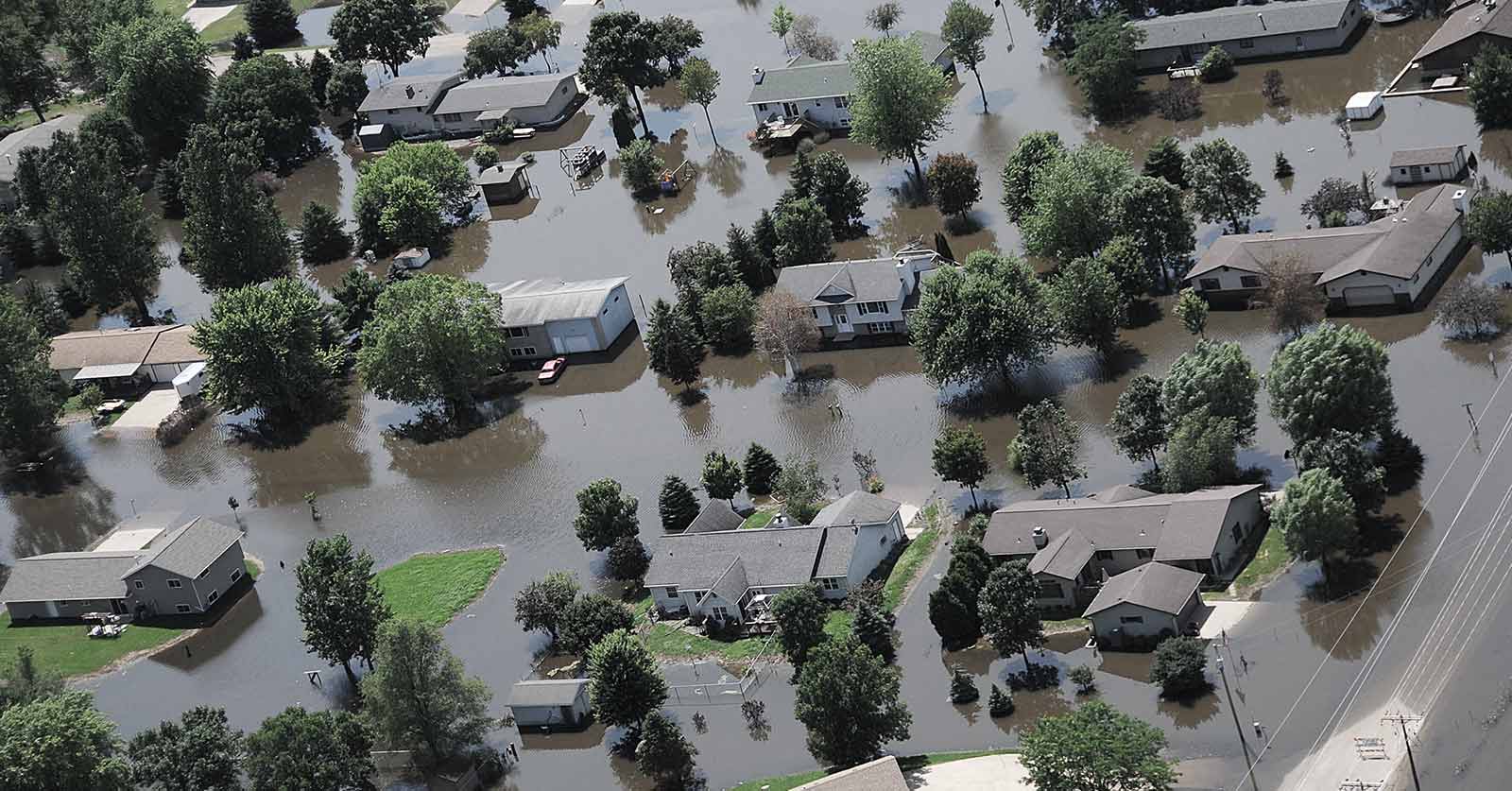 overhead view of a flooded area