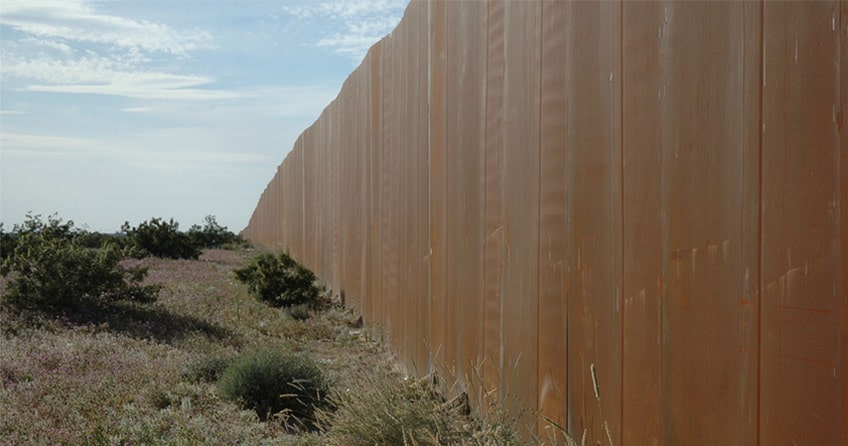 Dry climate with US-Mexico Border Wall on the right
