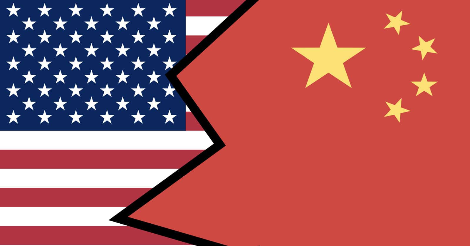 graphic of us and china flags craging