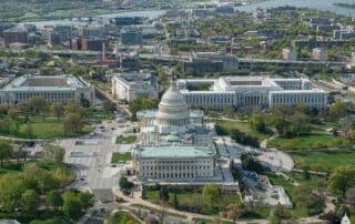Aerial view of the US Capitol