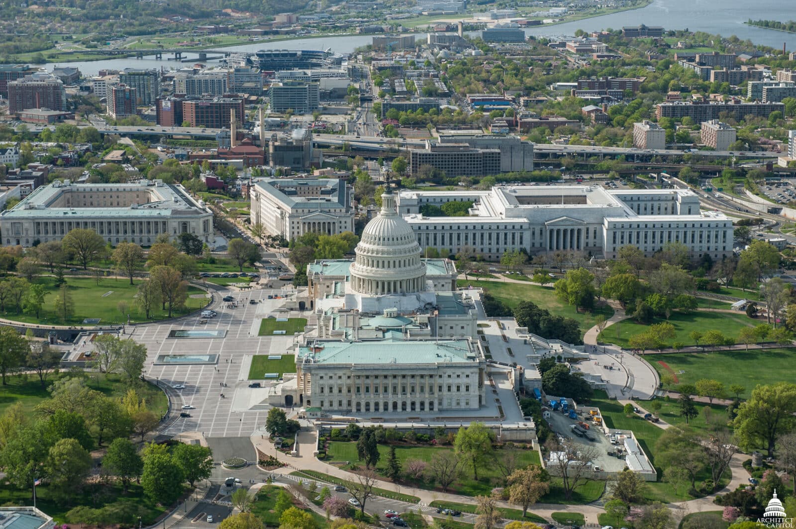Aerial view of the US Capitol
