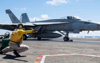 phpot of a jet ready for launch on an air carrier