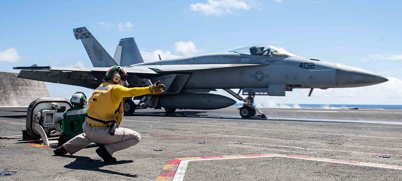 phpot of a jet ready for launch on an air carrier