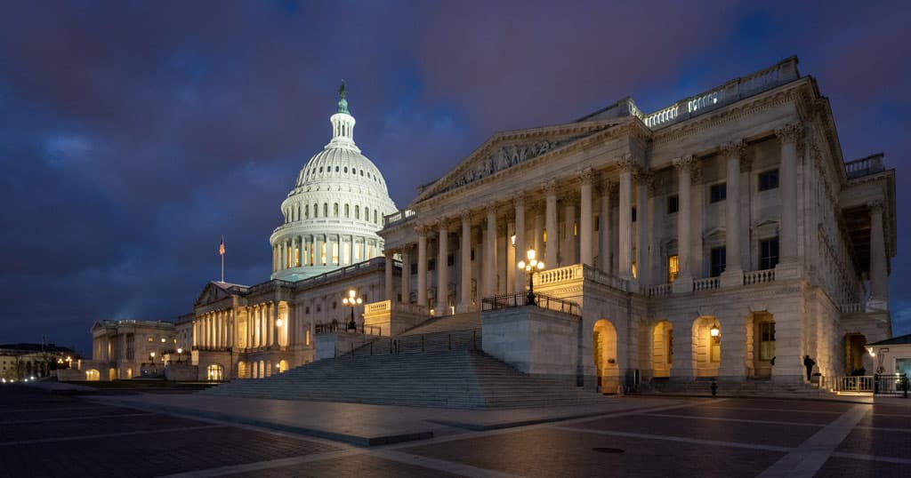 U.S Capitol at night from the west side