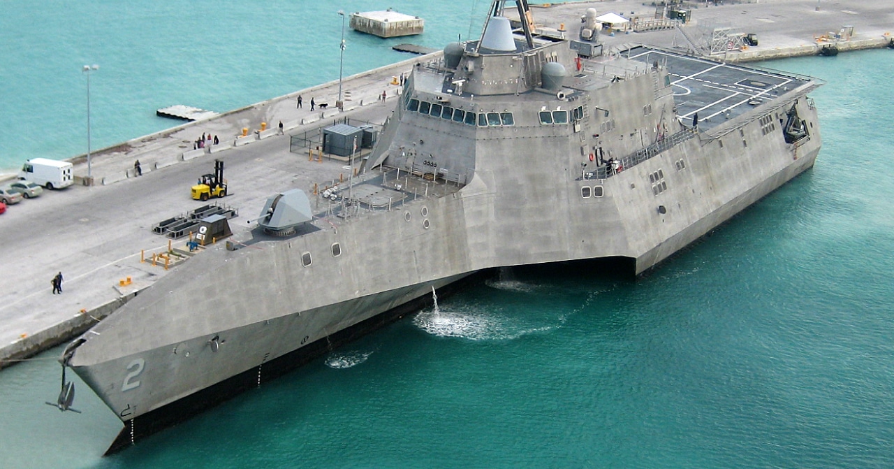 Image of USS Independence Littoral Combat Ship over open water