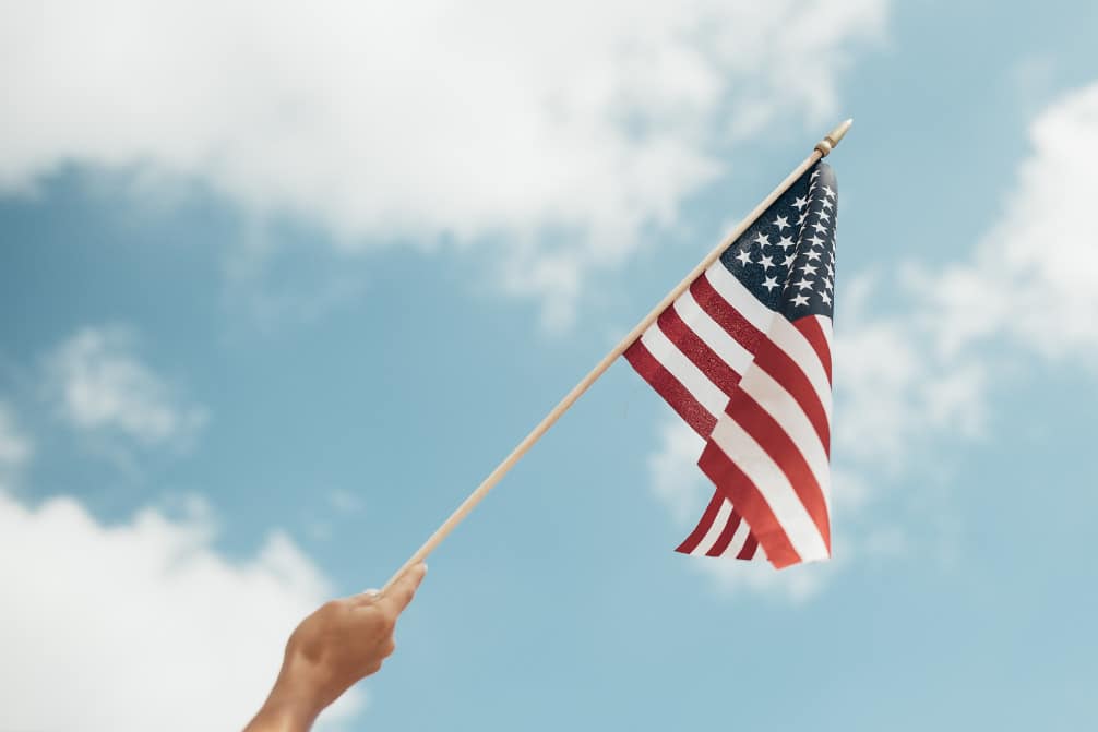 hand waving us flag