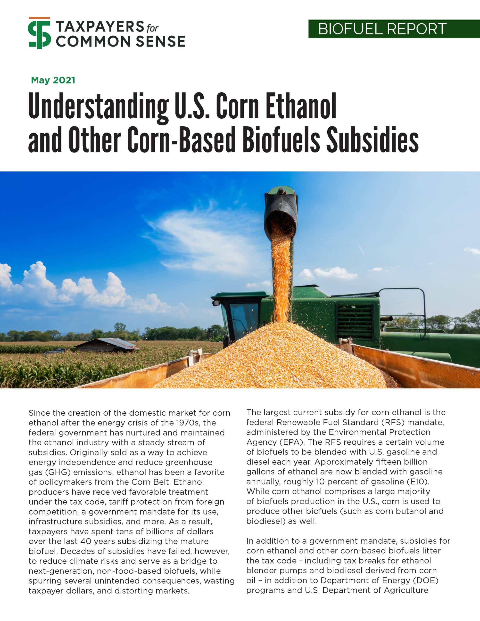 Cover of Understanding U.S. Corn Ethanol and Other Corn-Based Biofuels Report