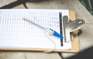 Baseball score sheet on clipboard