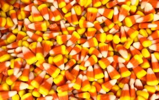 Closeup of orange candy corn