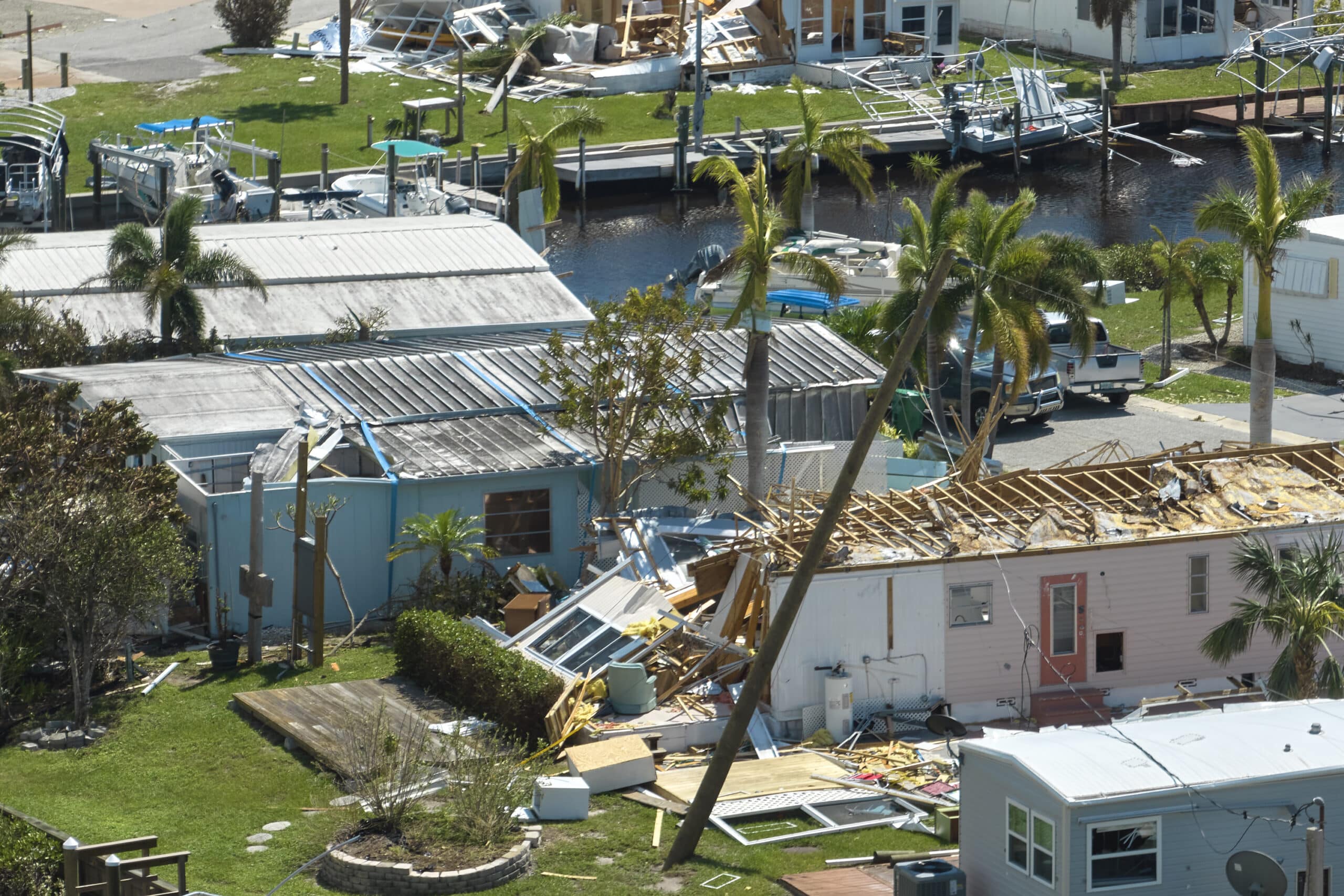 Destroyed family homes in Ft. Myers, FL due to Hurricane Ian