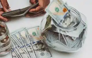 man saving money