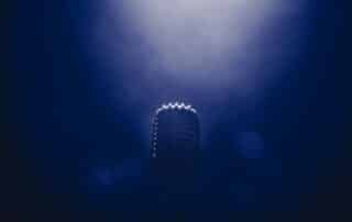 classic microphone with smoky background