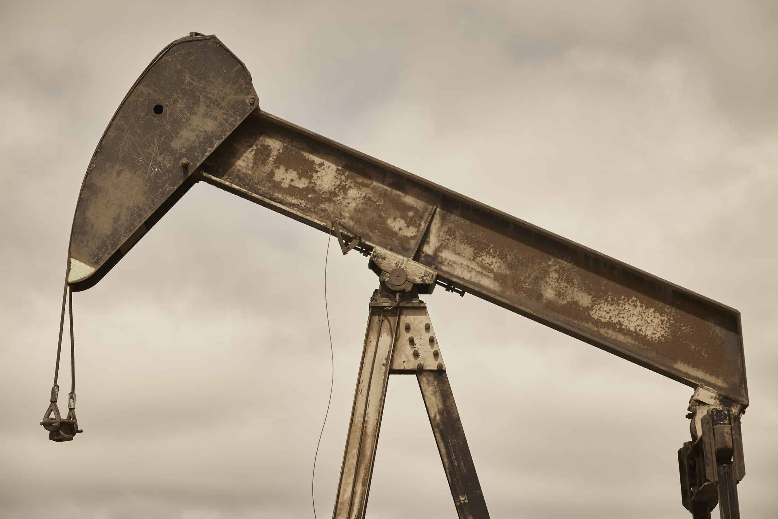 A rusted oil pumpjack