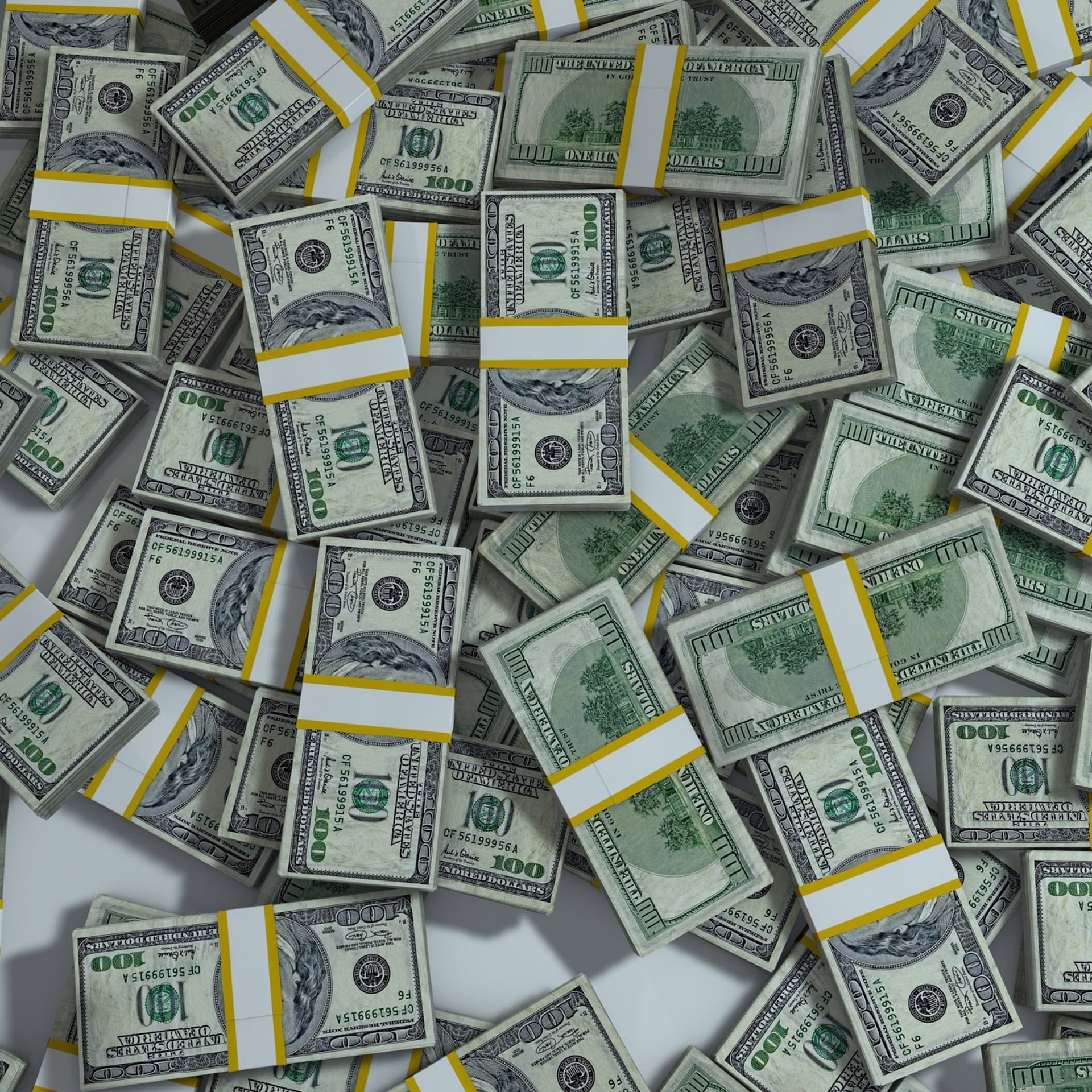 A pile of US dollar bills