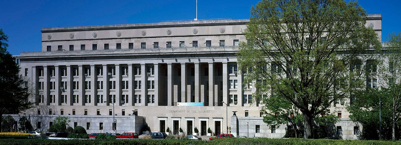 Front facade of the US Department of the Interior