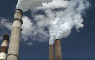 Smoke rising from smokestacks