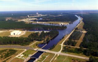 Overhead photograph of the now closed Mississippi Ammunitions Plant