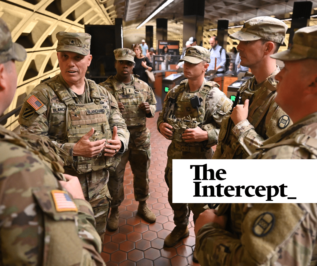 DC National Guardsmen huddling for a chat at a WMATA DC Metro Station