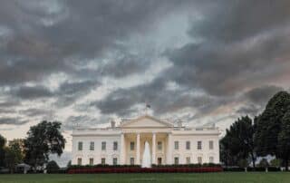 the white house with a cloudy dusky sky
