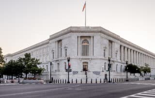 Image of the Russell Senate Office at dusk