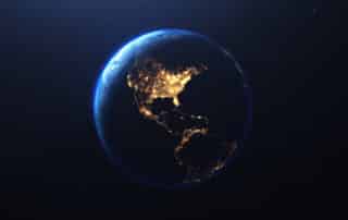 Rendering of the USA at night from Space
