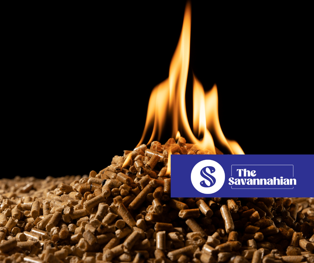 a pile of biomass wood pellets burns