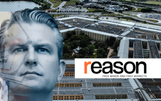 overlay of money over secreatry of war pete hegseth's face witht he pentagon in the background